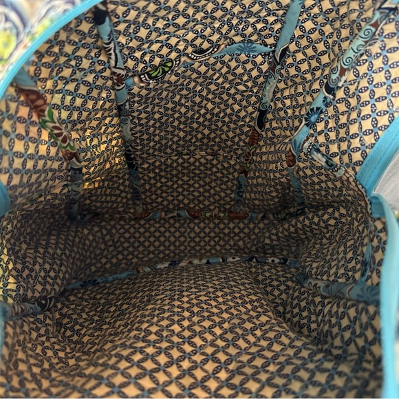 PREOWNED VERA BRADLEY BLUE FLORAL TOTE BAG BACKPACK QUILTED - Picture 4 of 7